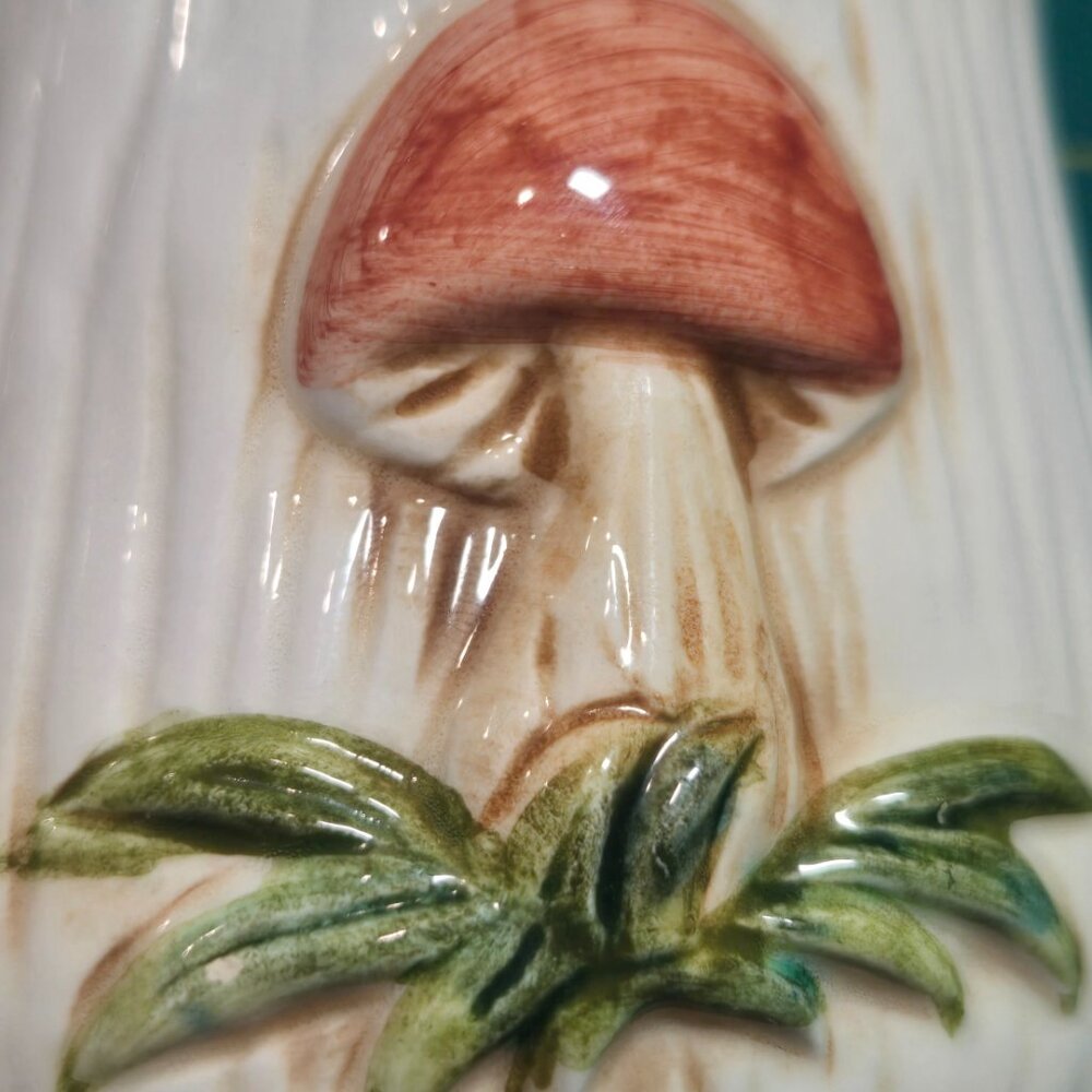 Vintage Ceramic Merry Mushroom Mini Canister Jar 4” Retro 1970s Kitchen Decor - Picture 10 of 15